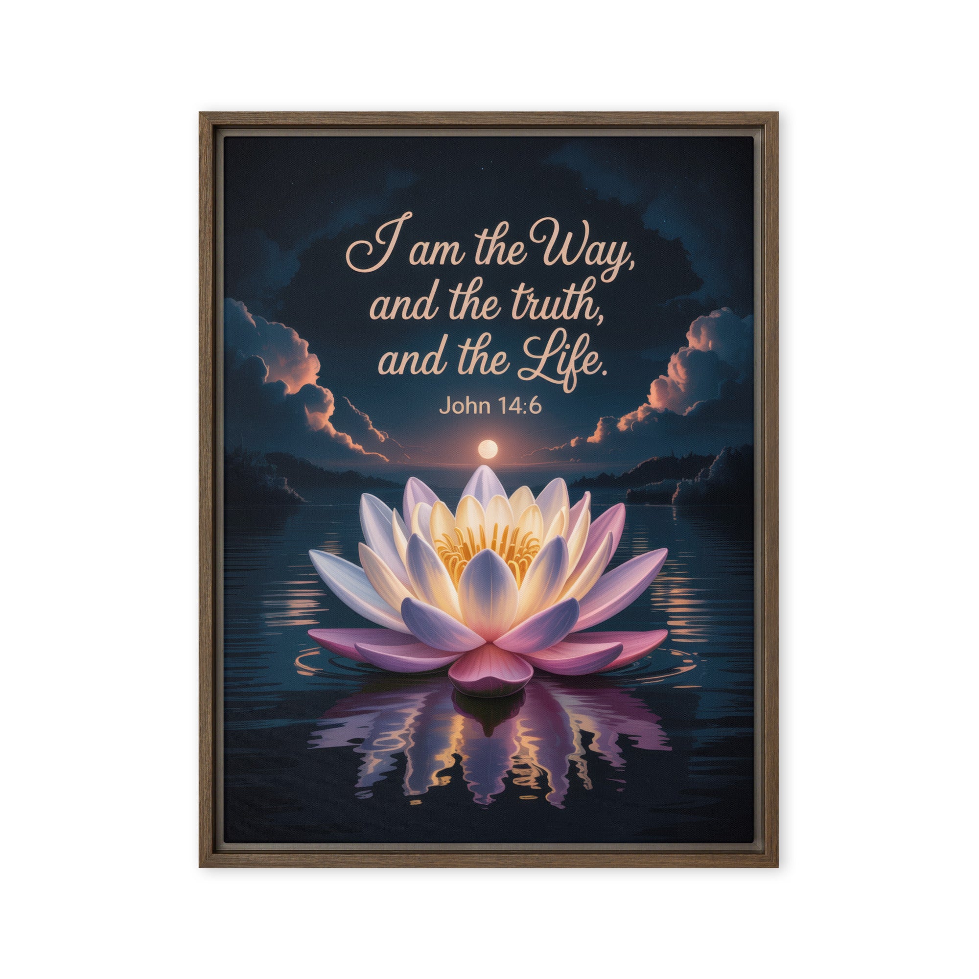 John 14:6 Bible Verse The Way Framed Canvas Brown 24″×32″
