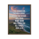 John 14:26 Bible Verse will teach Framed Canvas Brown 24″×32″