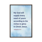 Phil 4:19 - Bible Verse, God will supply Framed Canvas