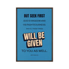 Matt 6:33 - Bible Verse, seek first God’s Kingdom Framed Canvas