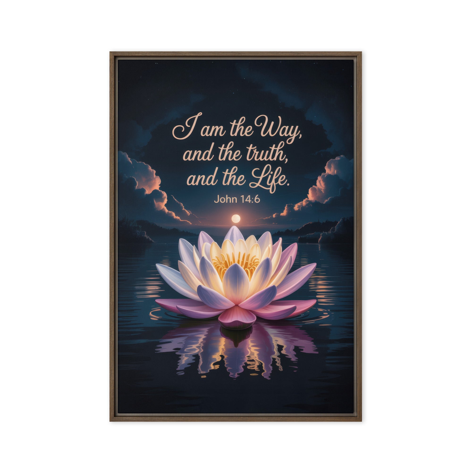 John 14:6 Bible Verse The Way Framed Canvas Brown 24″×36″