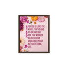 John 3:16 - Bible Verse, For God So Loved Framed Canvas