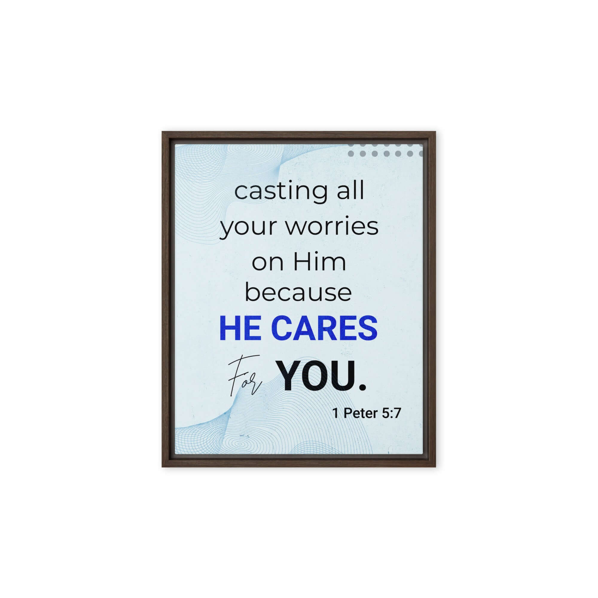 1 Pet 5:7 - Bible Verse, casting all your worries on Him Framed Canvas