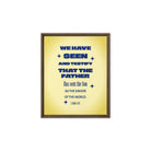 1 John 4:14 - Bible Verse, Savior of the world Framed Canvas