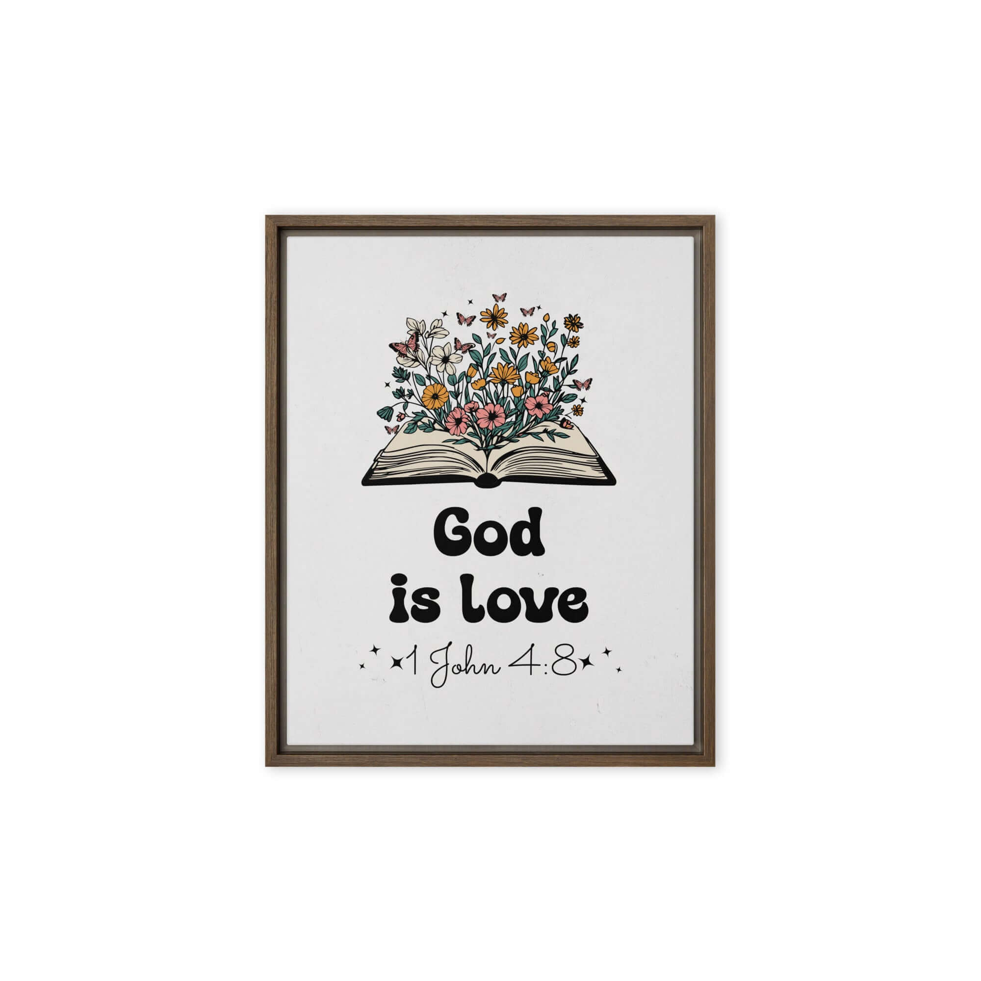 1 John 4:8 - Bible Verse, God is Love Framed Canvas