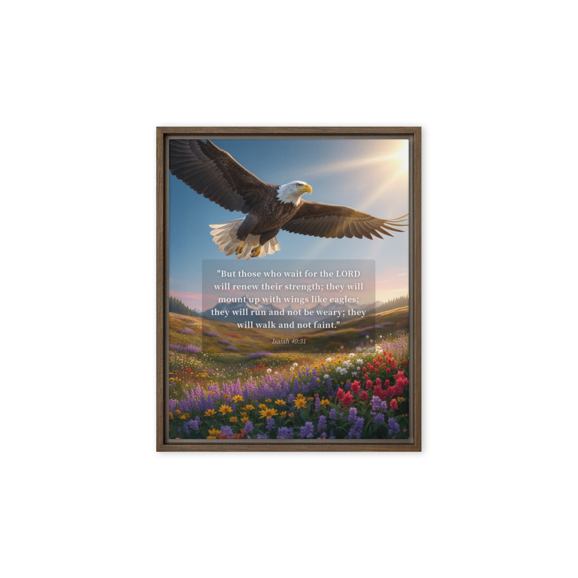 Isaiah 40:31 Bible Verse Who Wait Framed Canvas Brown 8″×10″