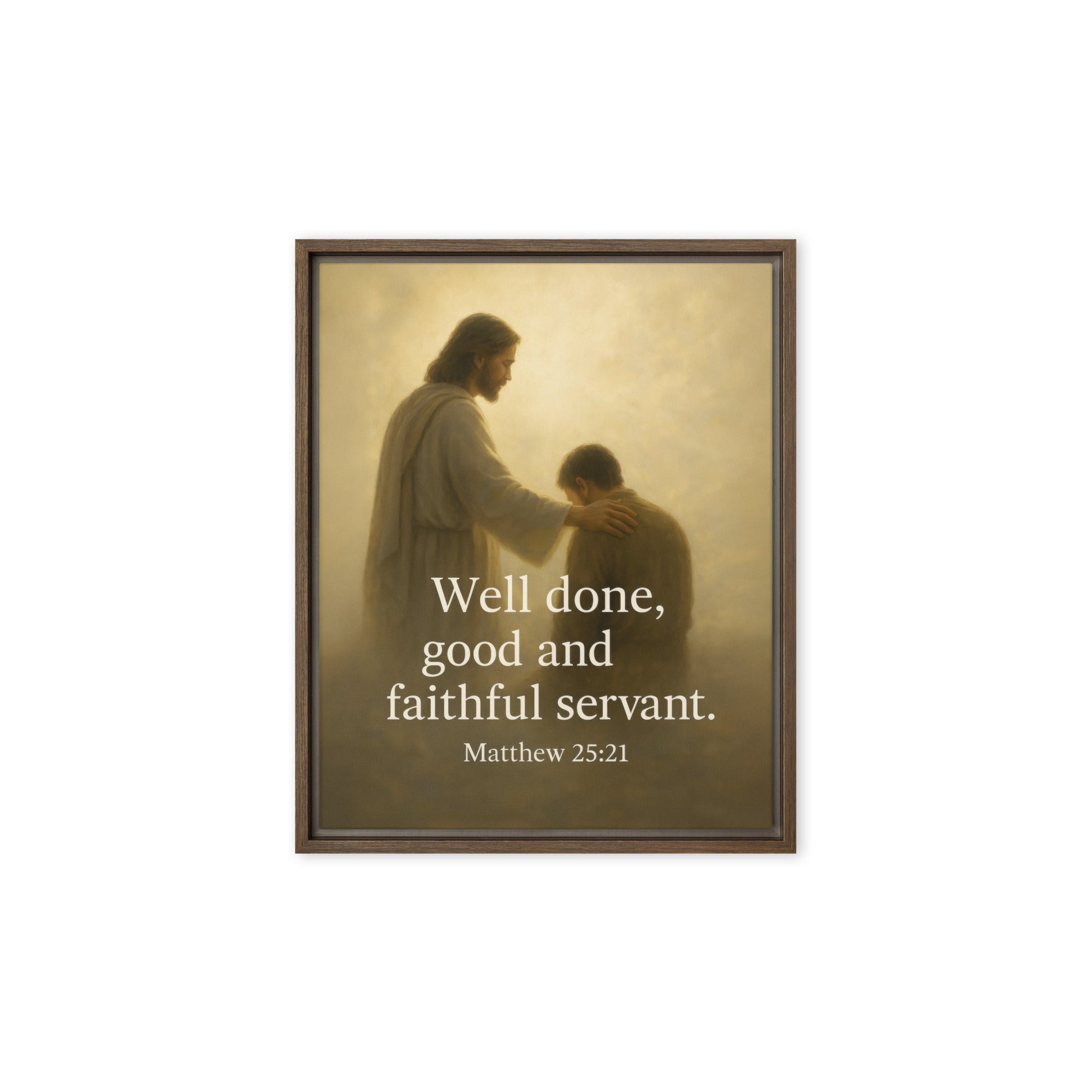 Matthew 25:21 Bible Verse Well Done Framed Canvas Brown 8″×10″