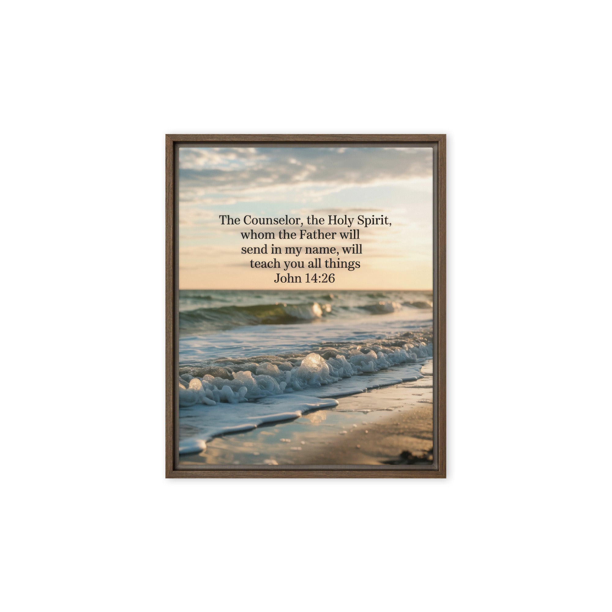 John 14:26 Bible Verse You All Framed Canvas Brown 8″×10″