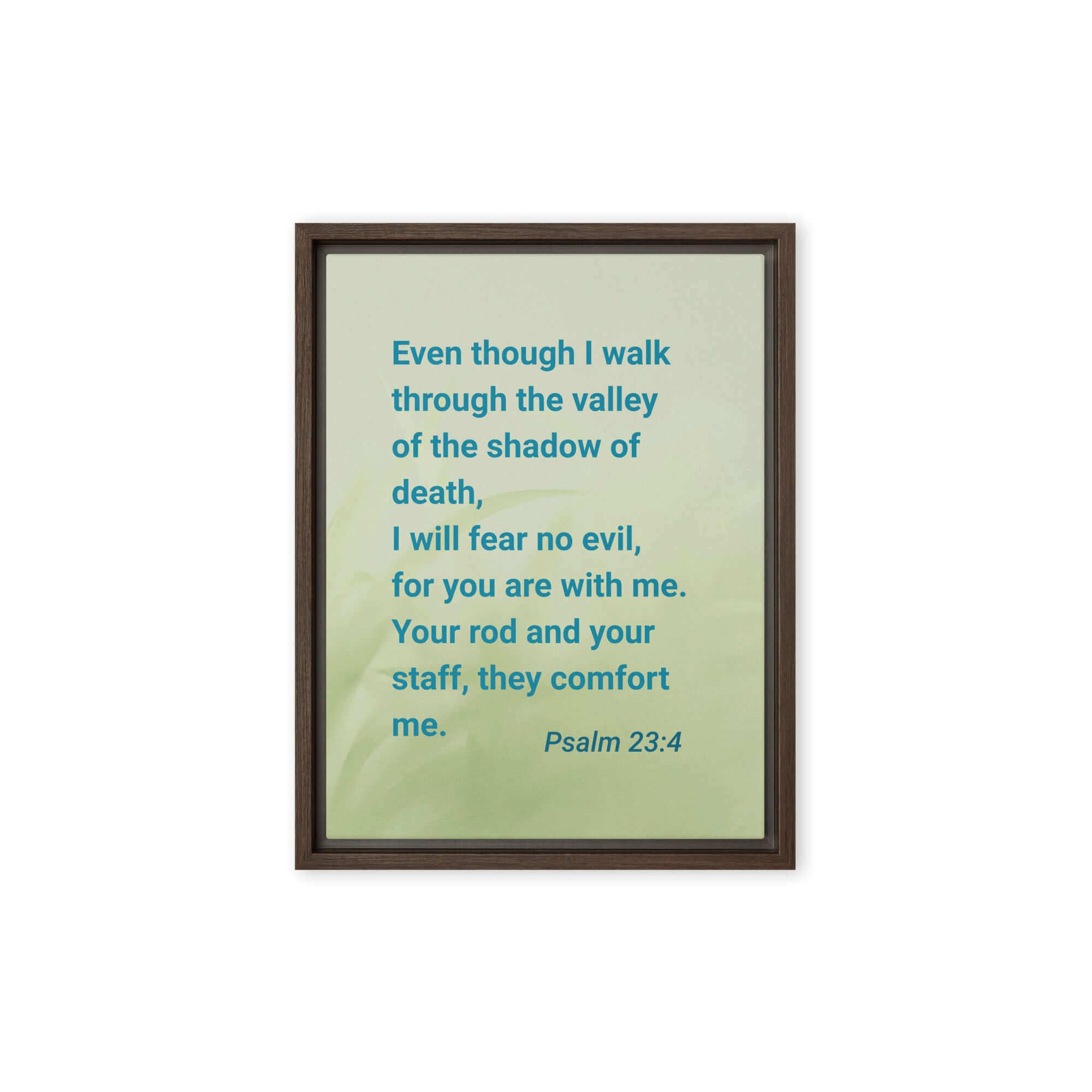 Psalm 23:4 - Bible Verse, fear no evil Framed Canvas