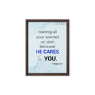 1 Pet 5:7 - Bible Verse, casting all your worries on Him Framed Canvas