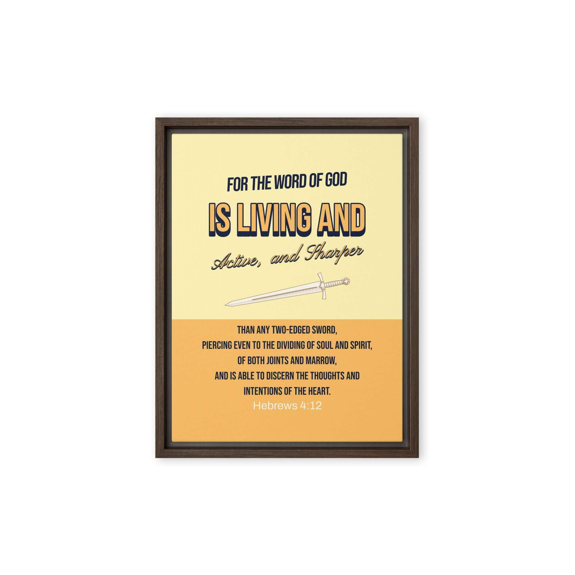 Heb 4:12 - Bible Verse, living and active Framed Canvas