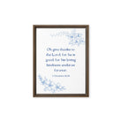 1 Chronicles 16:34 Bible Verse, to the Lord Framed Canvas