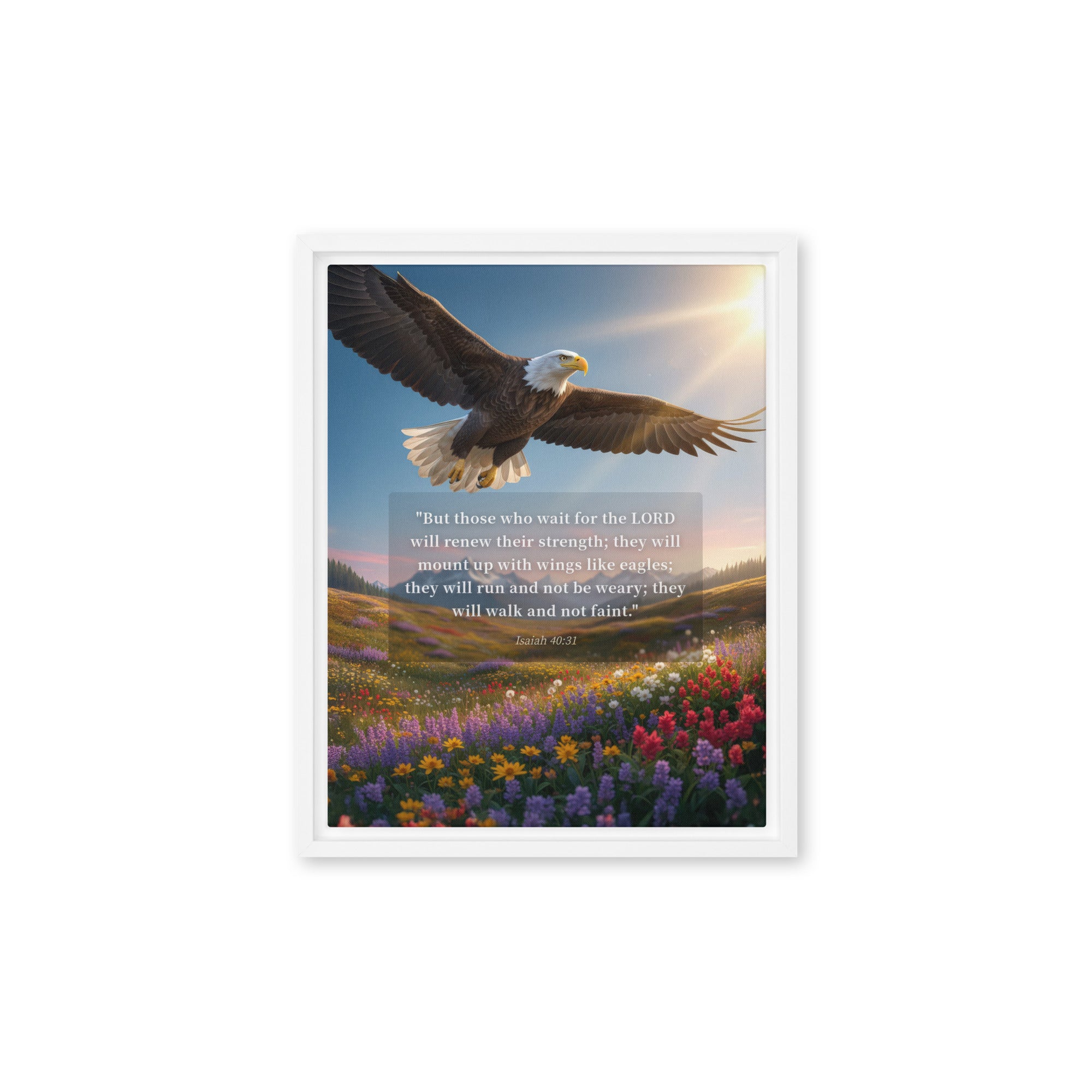 Isaiah 40:31 Bible Verse Who Wait Framed Canvas White 11″×14″