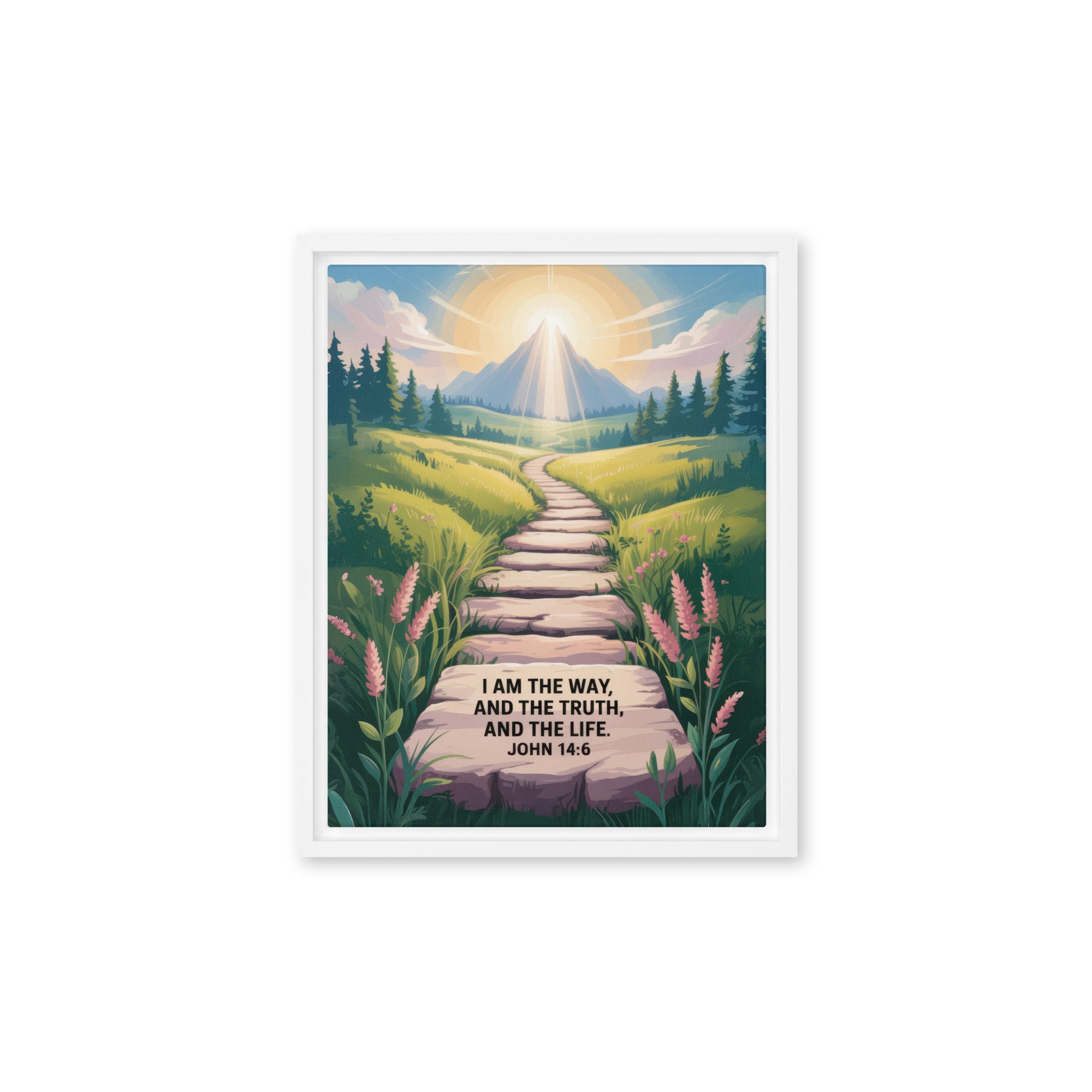 John 14:6 Bible Verse The Truth Framed Canvas White 11″×14″