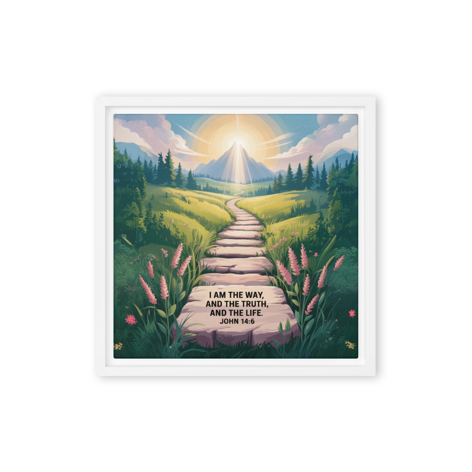 John 14:6 Bible Verse The Truth Framed Canvas White 12″×12″