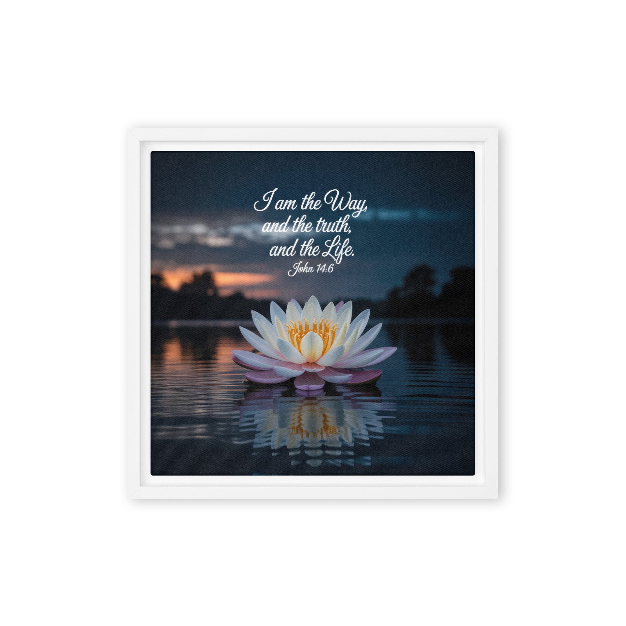 John 14:6 Bible Verse The Father Framed Canvas White 12″×12″