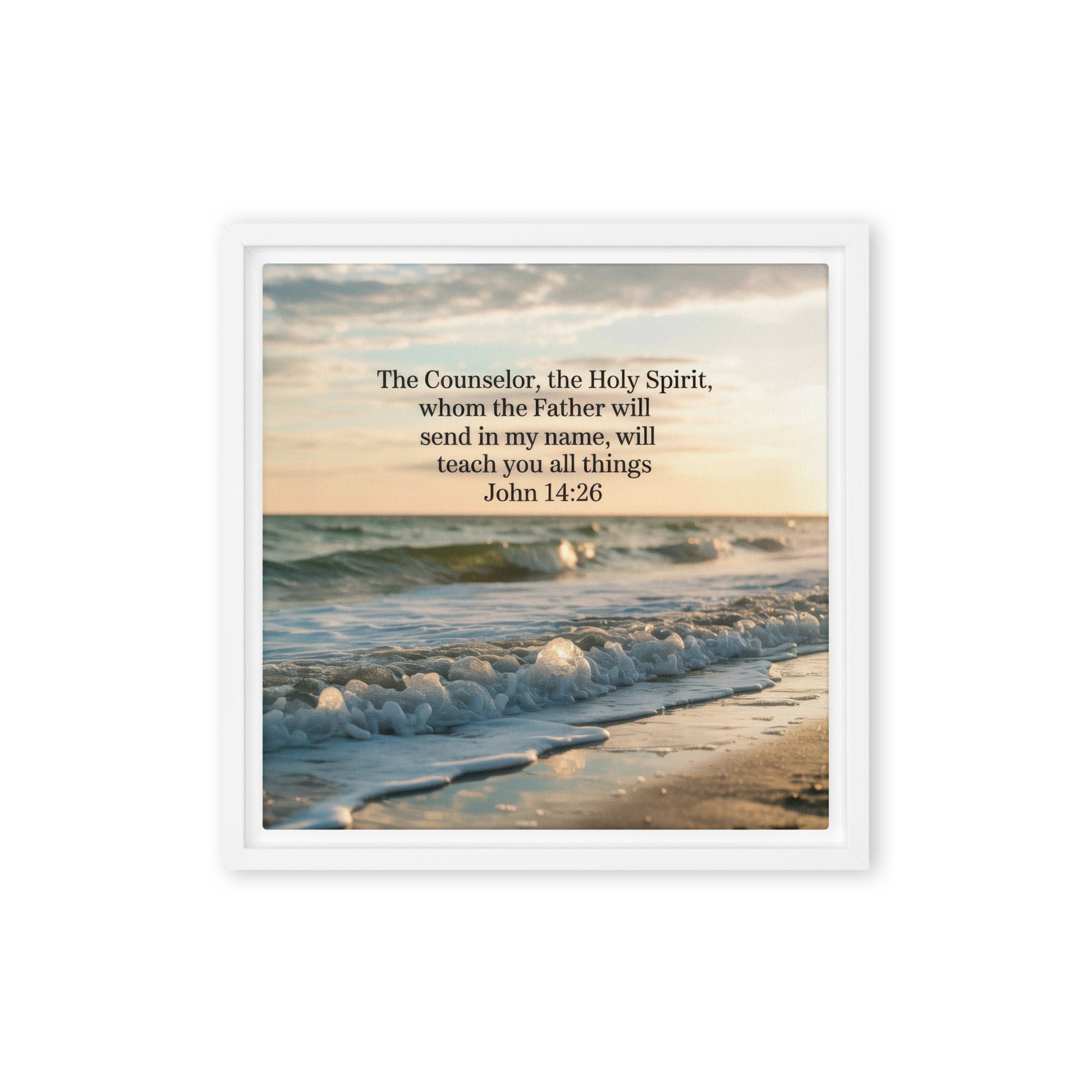 John 14:26 Bible Verse You All Framed Canvas White 12″×12″