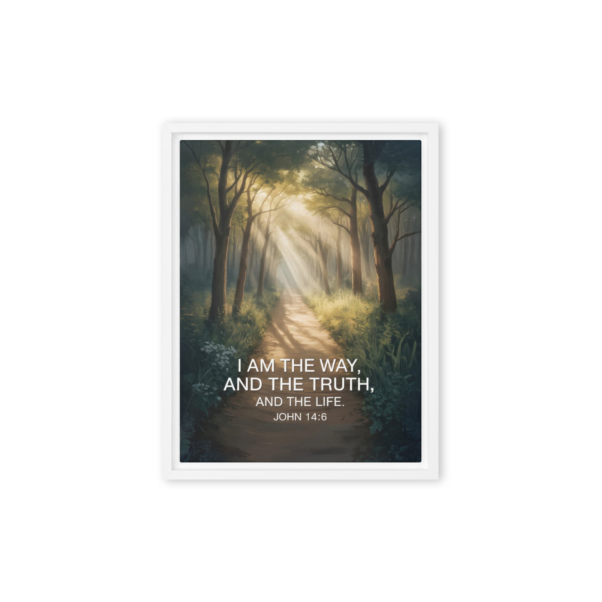 John 14:6 Bible Verse I Am Framed Canvas White 12″×16″
