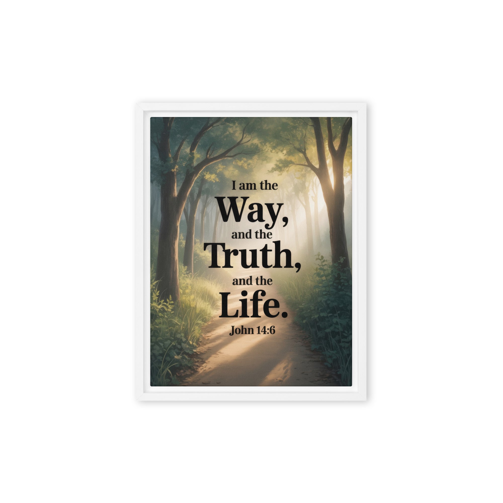 John 14:6 Bible Verse The Life Framed Canvas White 12″×16″