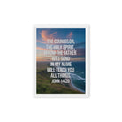 John 14:26 Bible Verse will teach Framed Canvas White 12″×16″