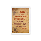 Psalm 46:1 - Bible Verse, God is Our Refuge Framed Canvas