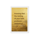 James 1:3 - Bible Verse, testing of your faith Framed Canvas