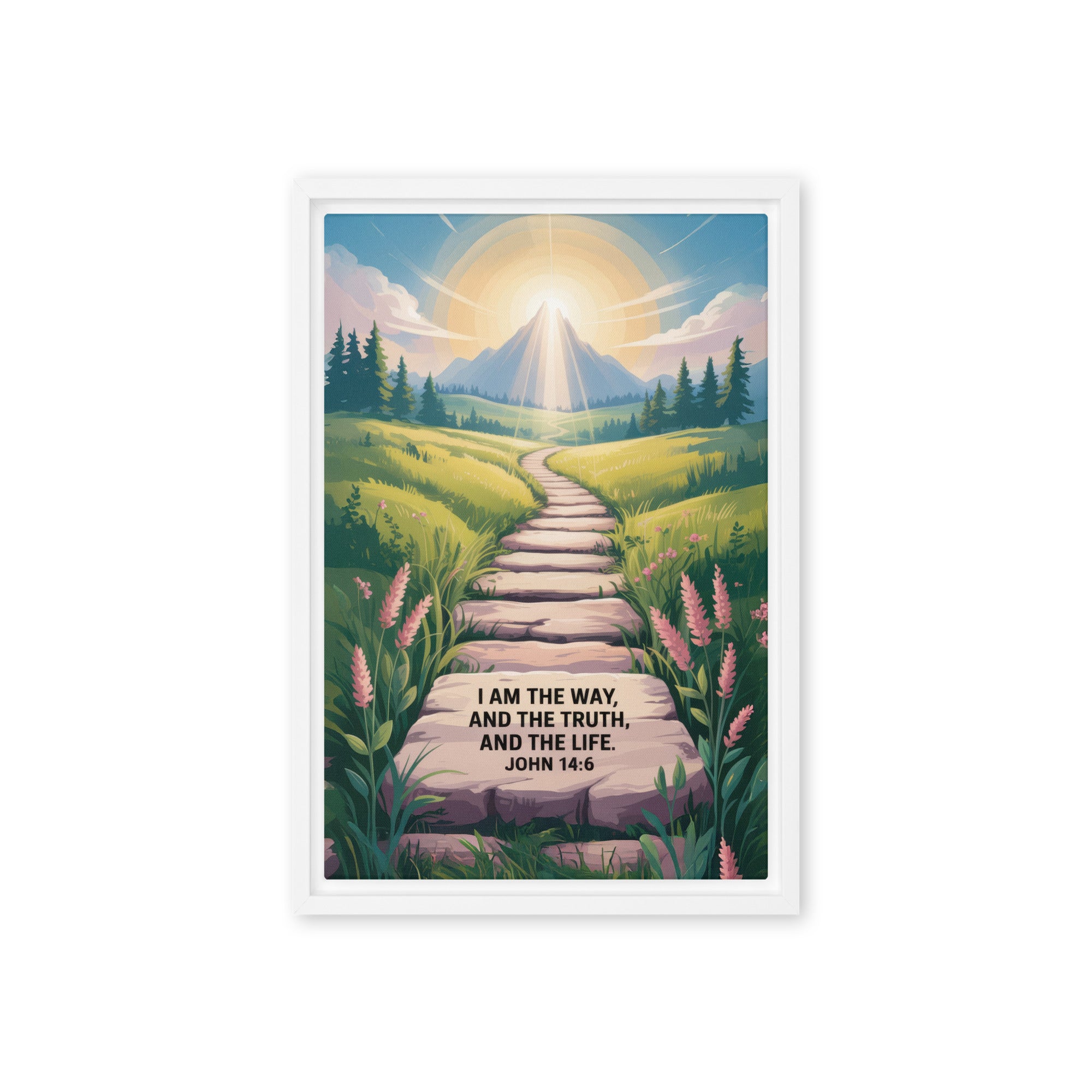 John 14:6 Bible Verse The Truth Framed Canvas White 12″×18″