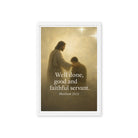 Matthew 25:21 Bible Verse Well Done Framed Canvas White 12″×18″