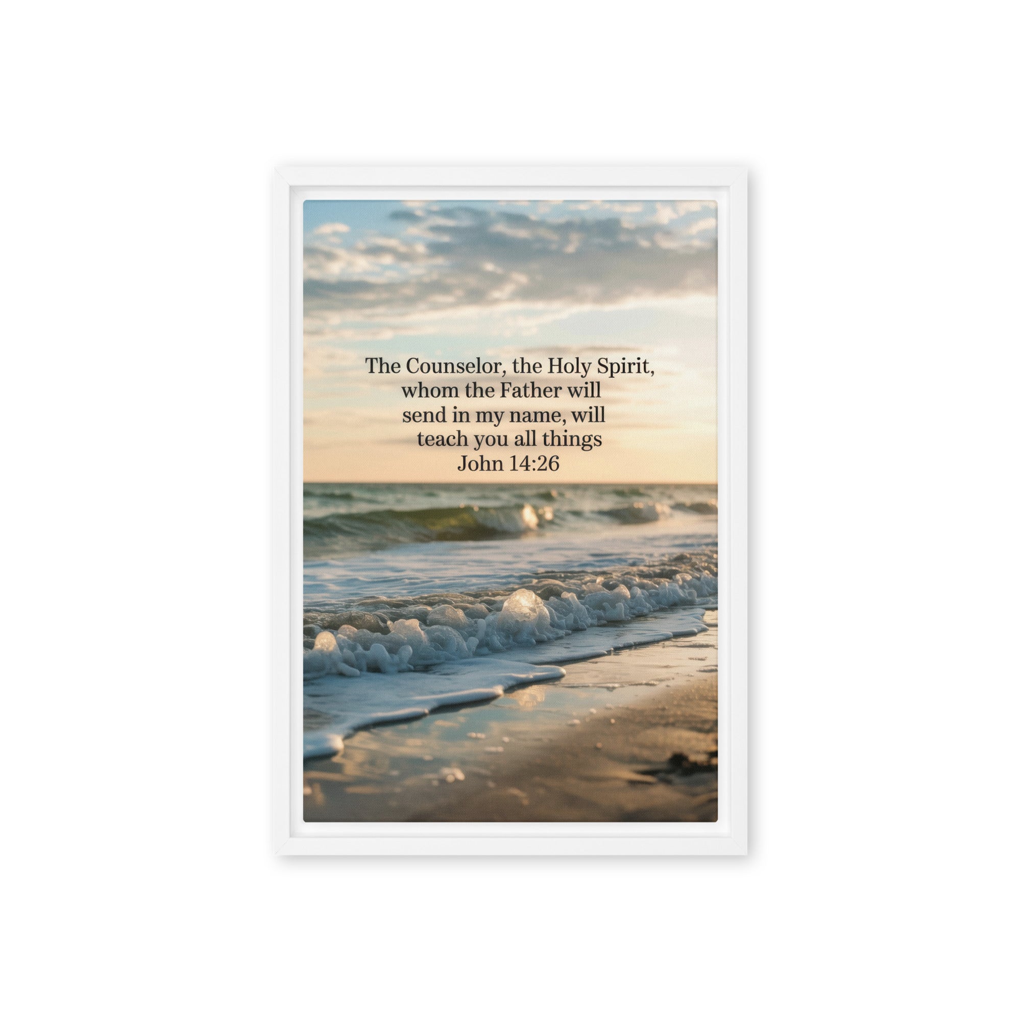 John 14:26 Bible Verse You All Framed Canvas White 12″×18″