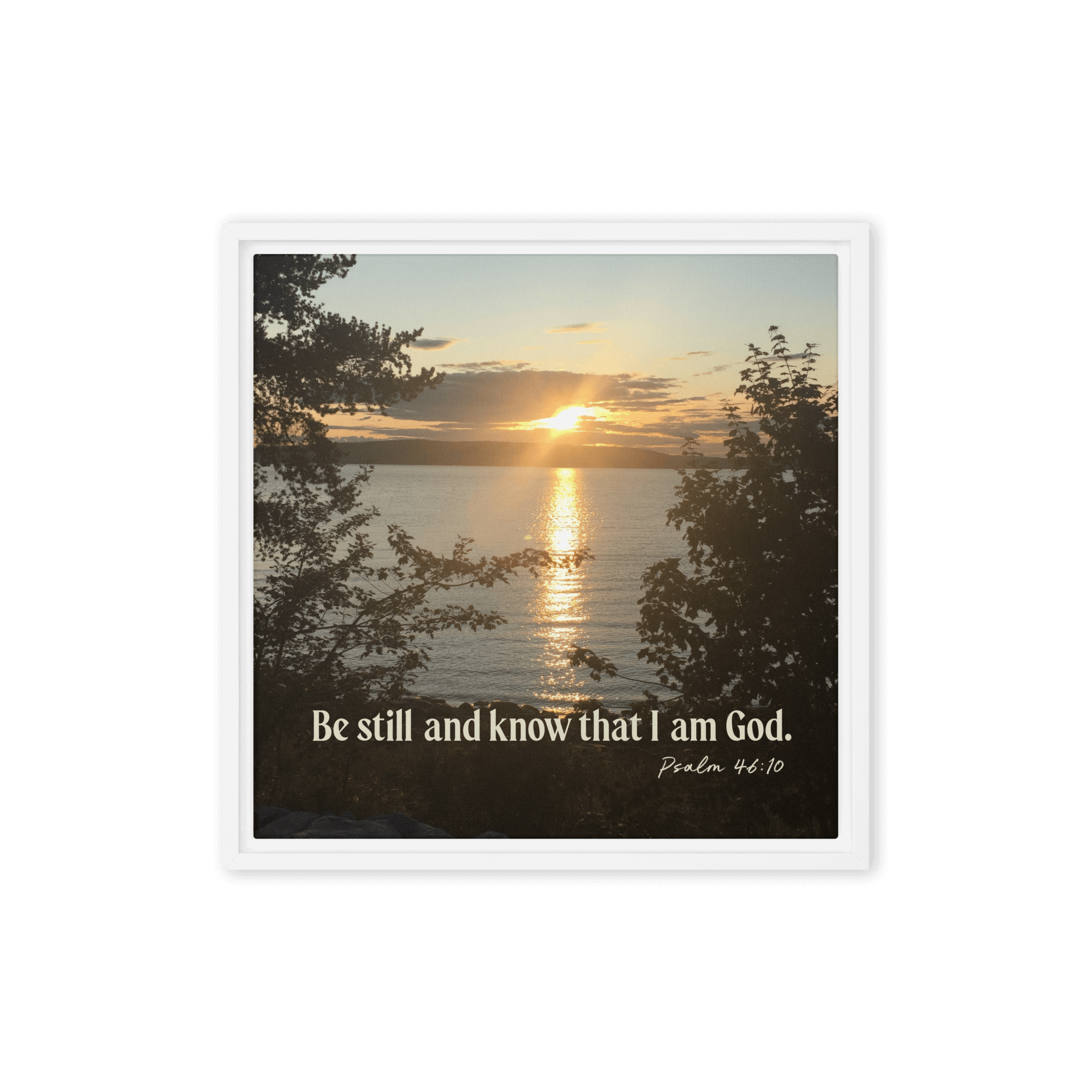 Psalm 46:10 Bible Verse, Sunset Glory Framed Canvas