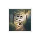 John 14:6 Bible Verse The Life Framed Canvas White 16″×16″