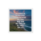 John 14:26 Bible Verse will teach Framed Canvas White 16″×16″