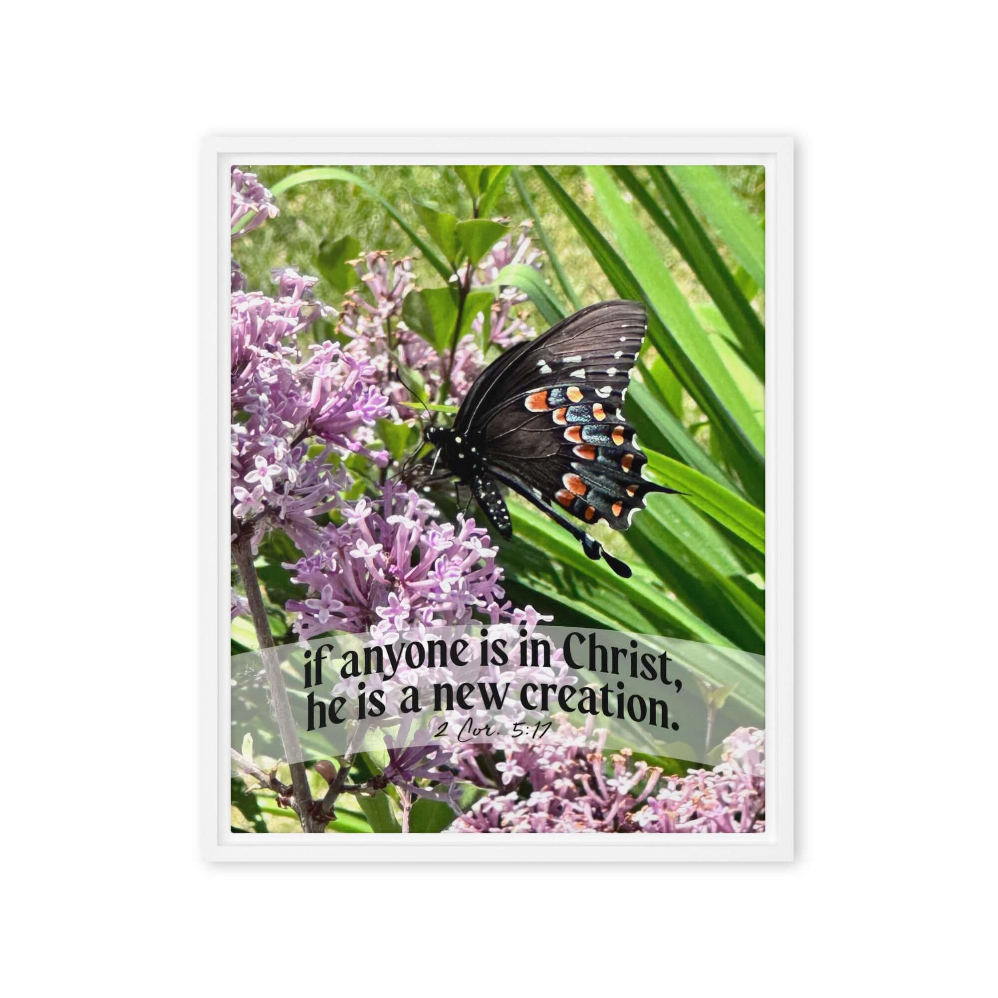 2 Cor. 5:17 Bible Verse, Butterfly Framed Canvas