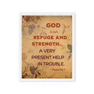 Psalm 46:1 - Bible Verse, God is Our Refuge Framed Canvas