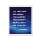 Phil 4:8 - Bible Verse, Think these things Framed Canvas