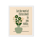 Col 3:16 - Bible Verse, word of Christ Framed Canvas