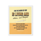 Heb 4:12 - Bible Verse, living and active Framed Canvas