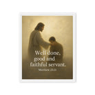 Matthew 25:21 Bible Verse Well Done Framed Canvas White 16″×20″