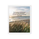 John 14:26 Bible Verse in my name Framed Canvas White 16″×20″