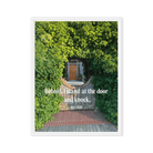 Rev 3:20 Bible Verse, Garden Doorway Framed Canvas