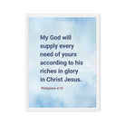 Phil 4:19 - Bible Verse, God will supply Framed Canvas