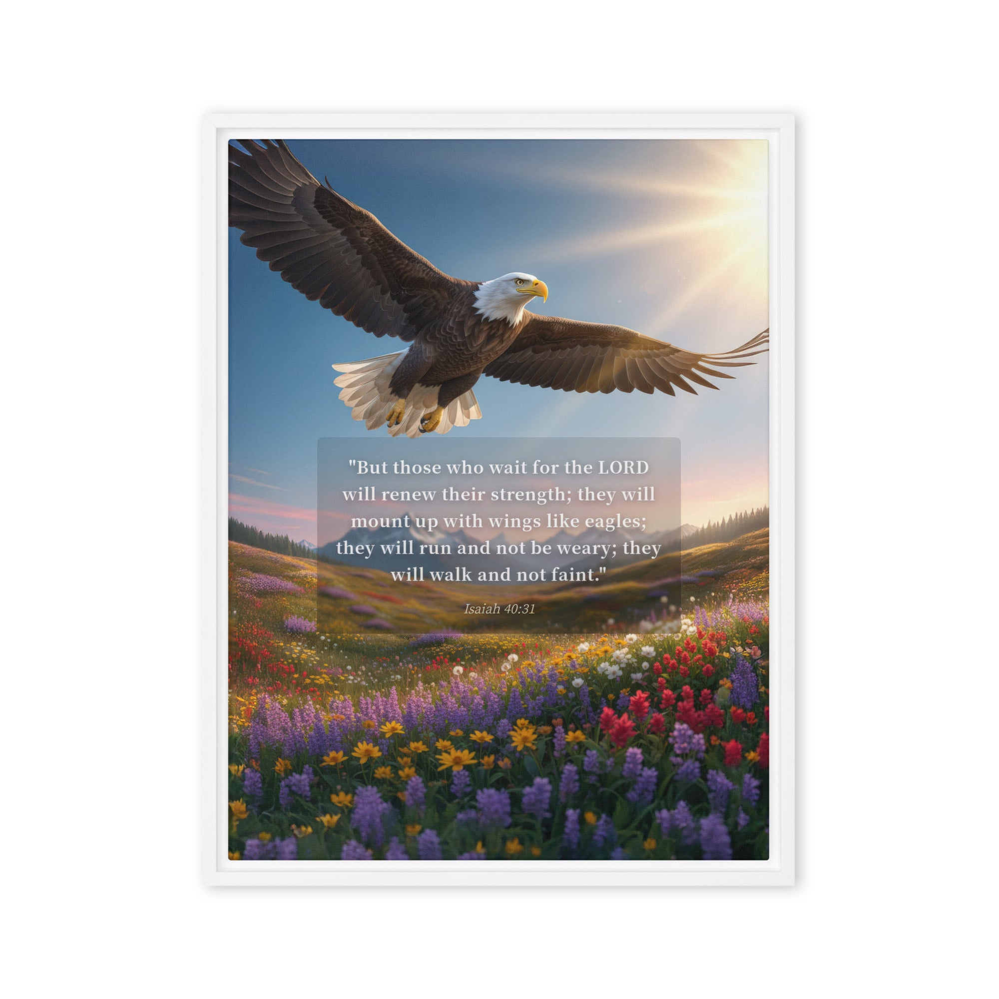 Isaiah 40:31 Bible Verse Who Wait Framed Canvas White 18″×24″