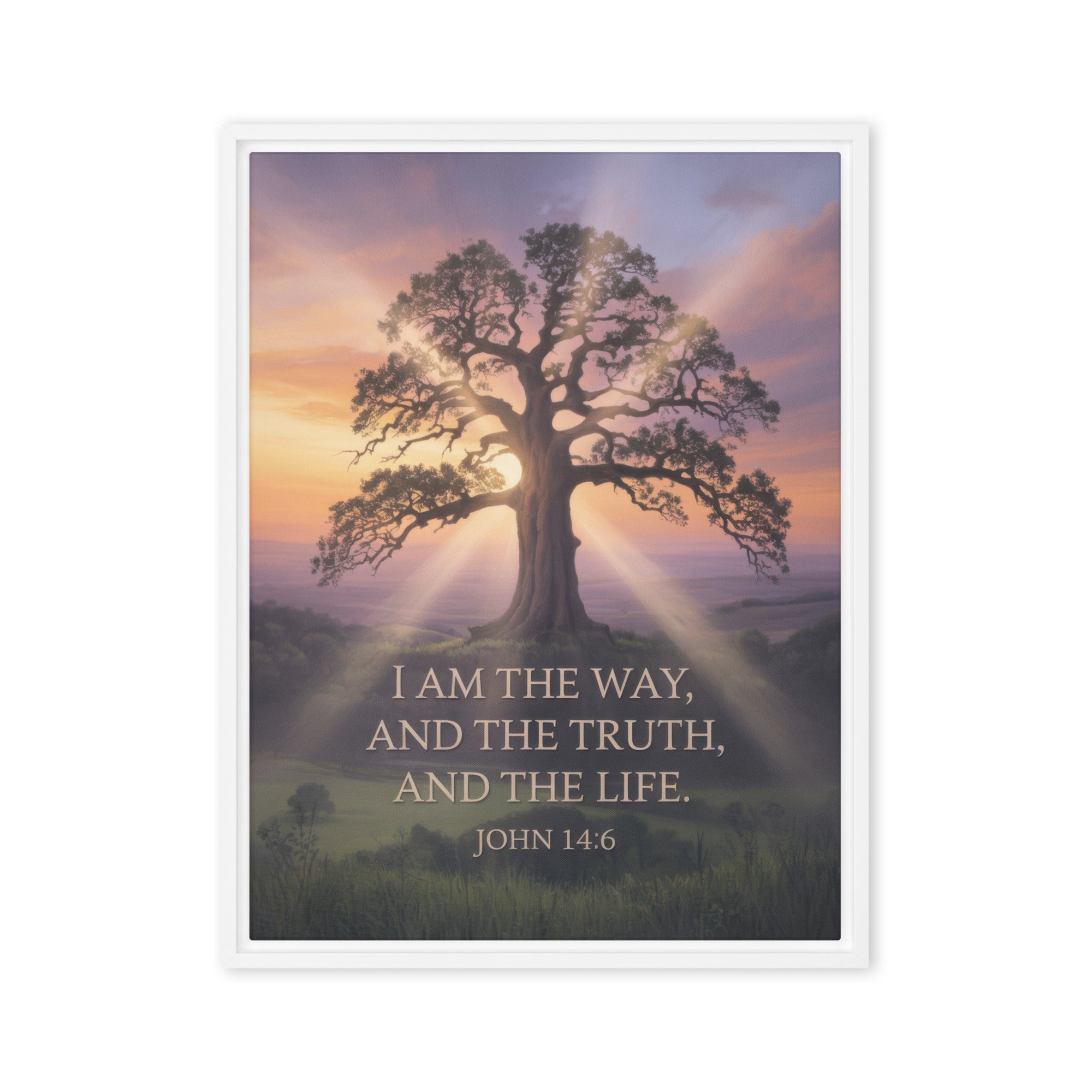 John 14:6 Bible Verse Jesus said Framed Canvas White 18″×24″