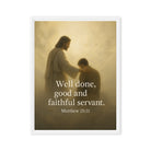 Matthew 25:21 Bible Verse Well Done Framed Canvas White 18″×24″