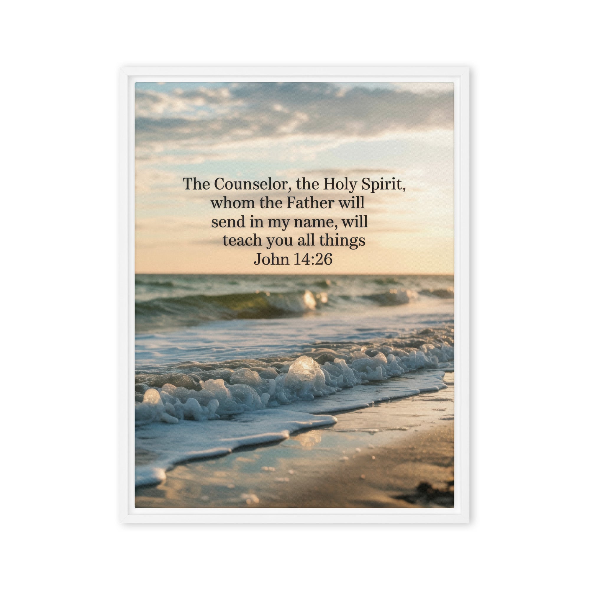 John 14:26 Bible Verse You All Framed Canvas White 18″×24″