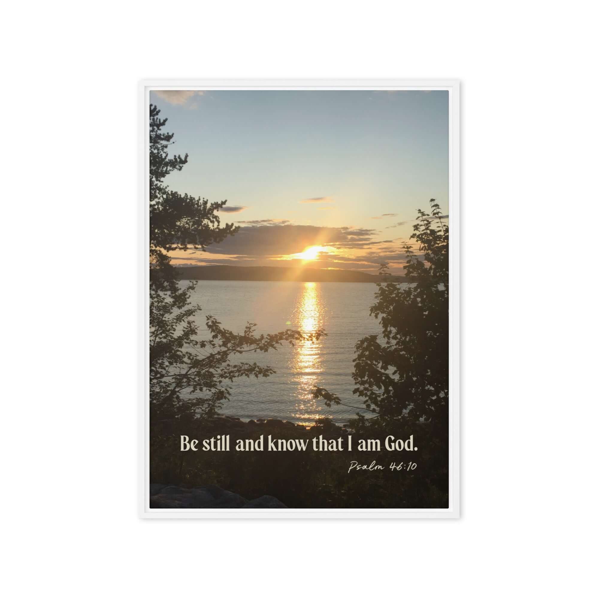 Psalm 46:10 Bible Verse, Sunset Glory Framed Canvas