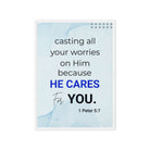 1 Pet 5:7 - Bible Verse, casting all your worries on Him Framed Canvas