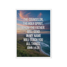John 14:26 Bible Verse will teach Framed Canvas White 20″×28″