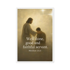 Matthew 25:21 Bible Verse Well Done Framed Canvas White 20″×30″