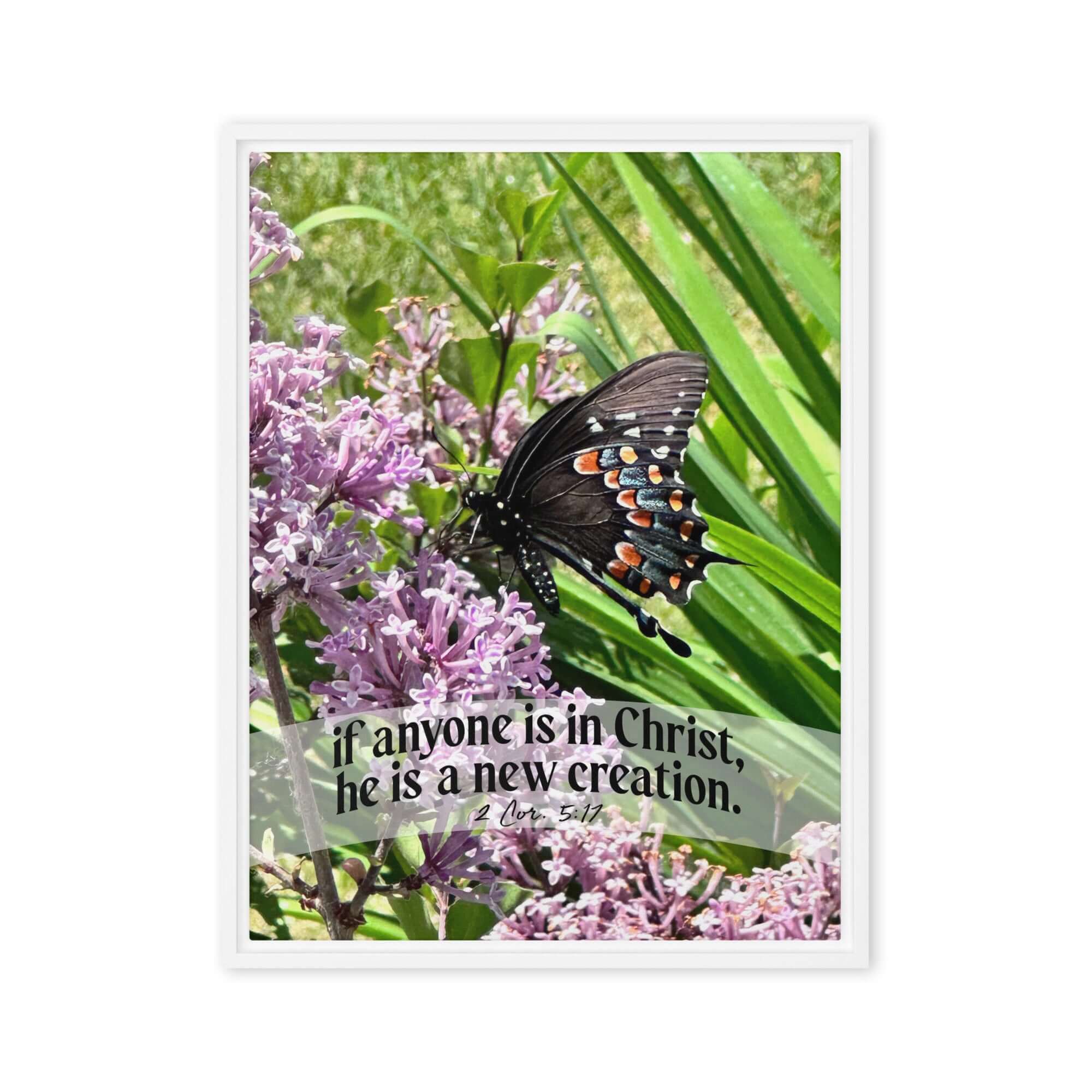 2 Cor. 5:17 Bible Verse, Butterfly Framed Canvas